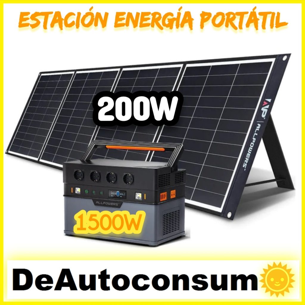 Estación de energía portátil AllPowers S1500 + Panel Solar 200 W Monocristalino (DeAutoconsumo.com)